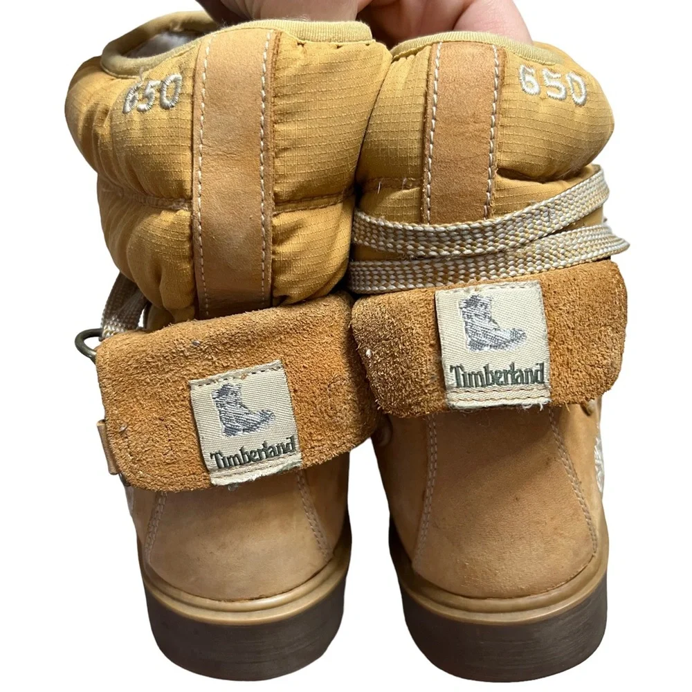 Timberland Women’s Puffer Boots Size 6 Wheat Sherpa Lined Waterproof Lace Up